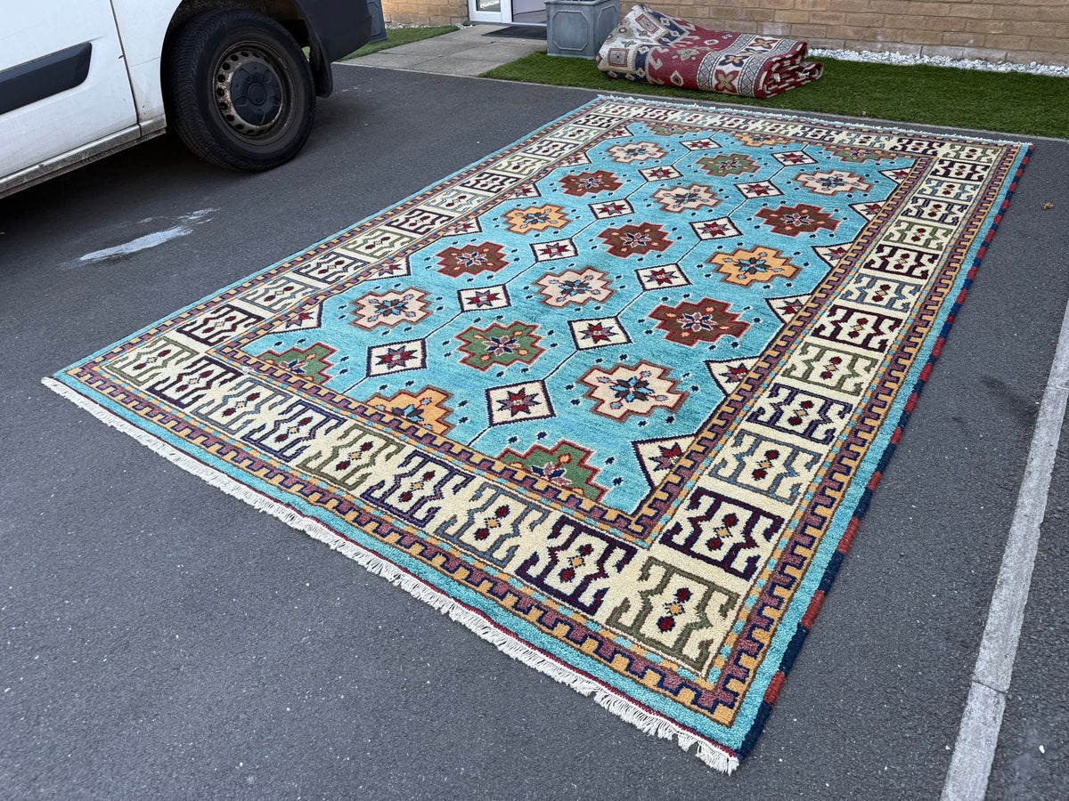 Stunning Indo Kazak Wool Rug – 292 × 200 cm