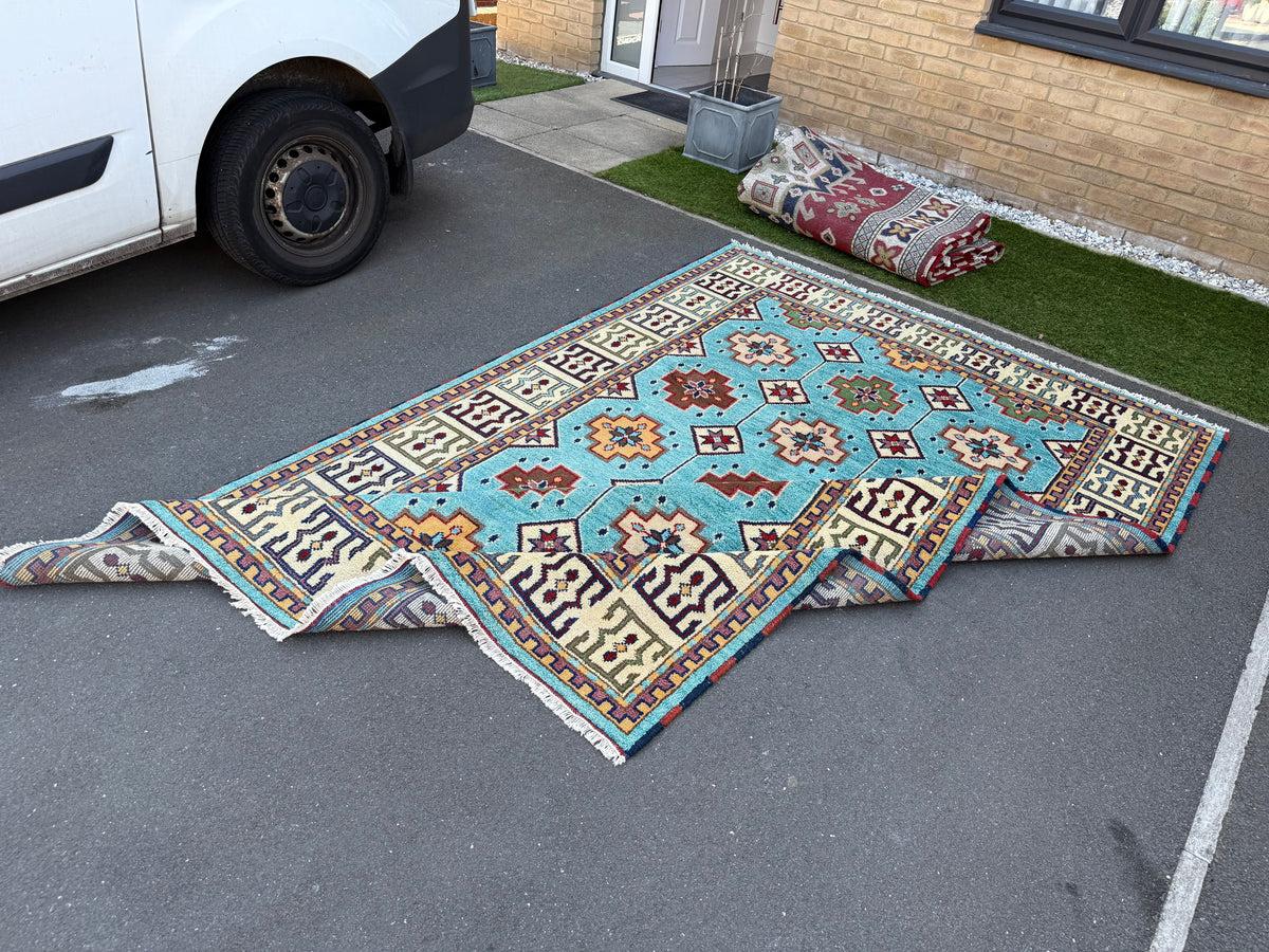Stunning Indo Kazak Wool Rug – 292 × 200 cm