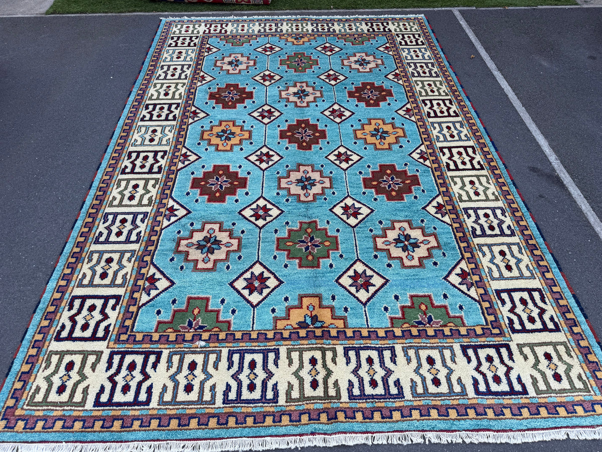 Stunning Indo Kazak Wool Rug – 292 × 200 cm
