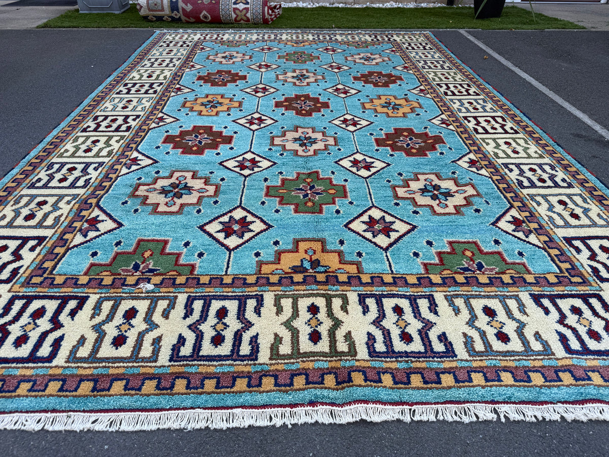 Stunning Indo Kazak Wool Rug – 292 × 200 cm
