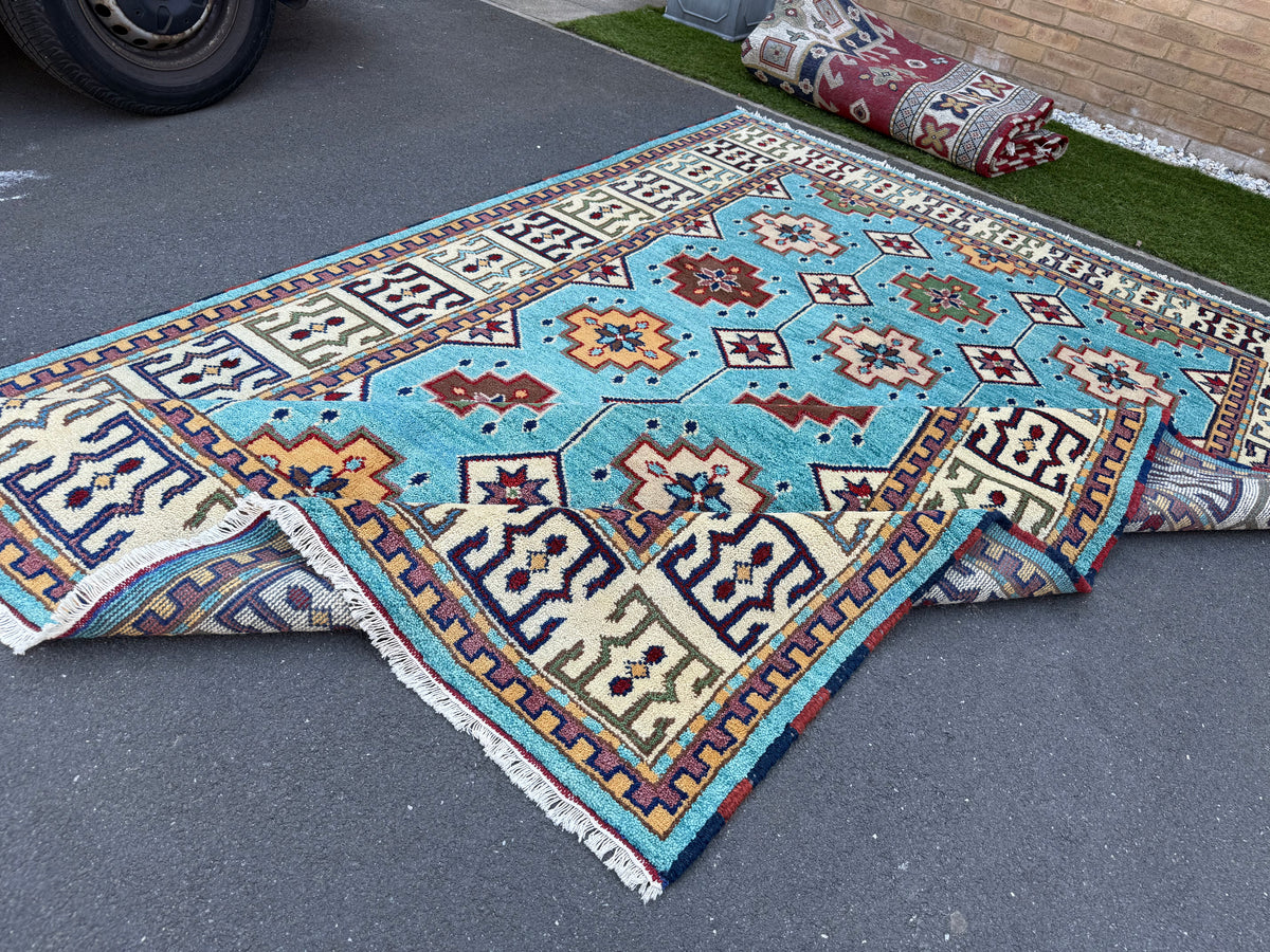 Stunning Indo Kazak Wool Rug – 292 × 200 cm