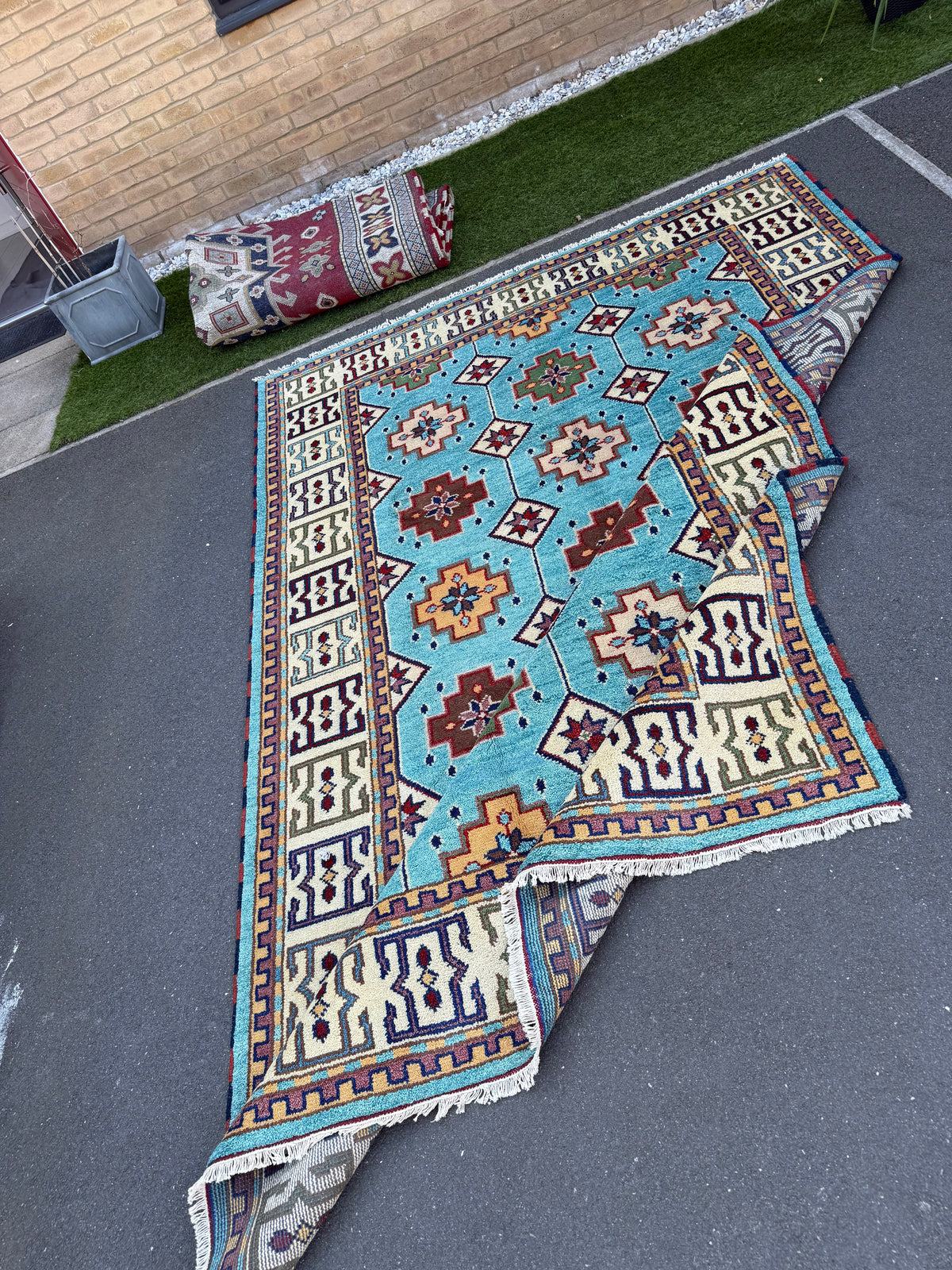 Stunning Indo Kazak Wool Rug – 292 × 200 cm