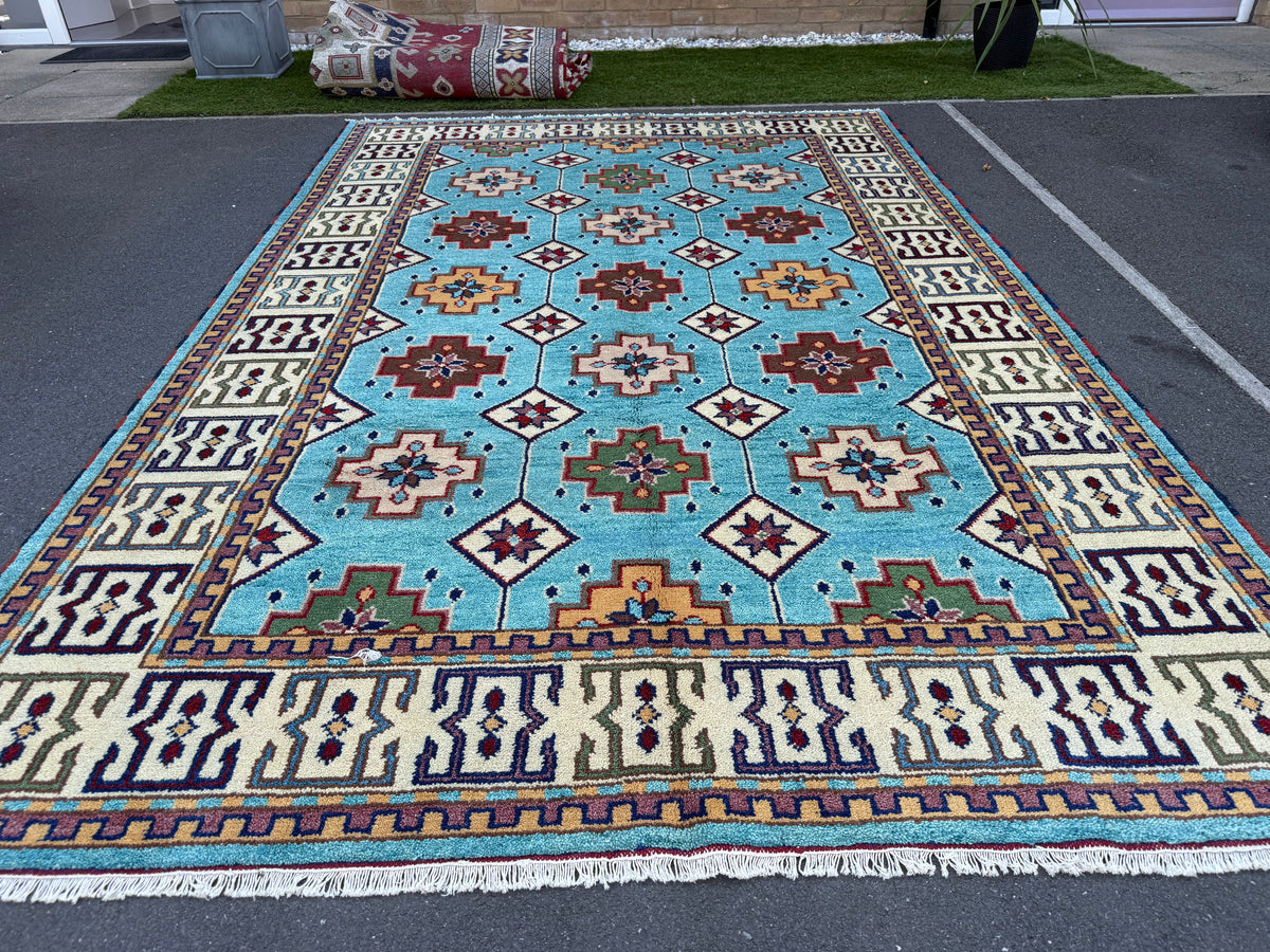 Stunning Indo Kazak Wool Rug – 292 × 200 cm