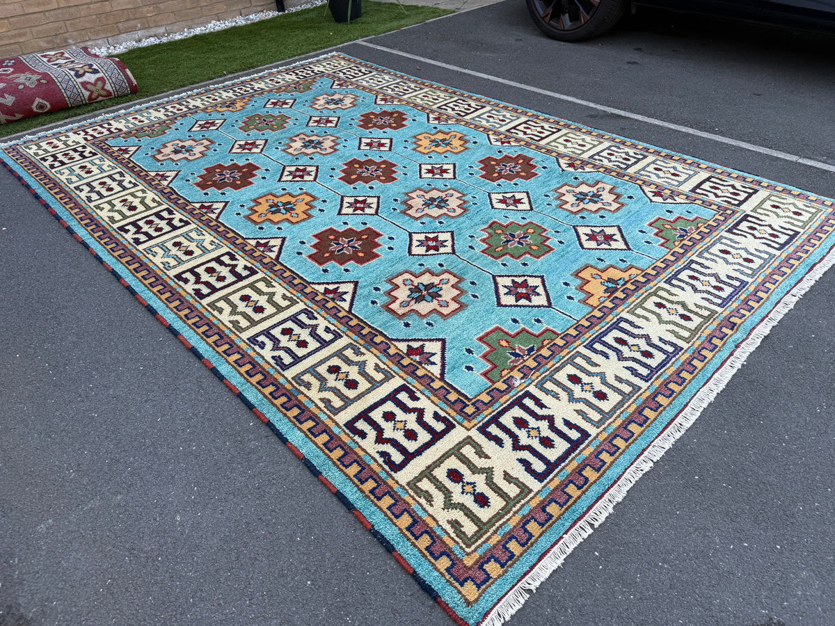 Stunning Indo Kazak Wool Rug – 292 × 200 cm