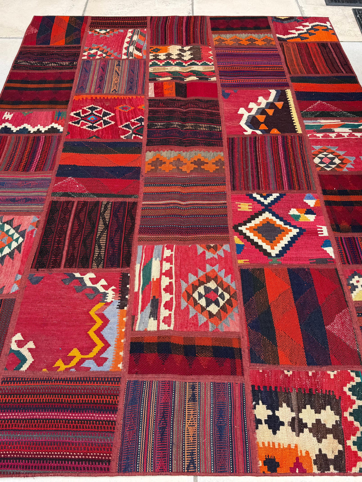 Persian Vintage Kilim Patchwork Rug size: 228x161 cm