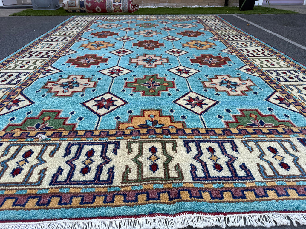 Stunning Indo Kazak Wool Rug – 292 × 200 cm