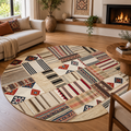 Unique Round Patchwork Kilim size 252x 252 cm