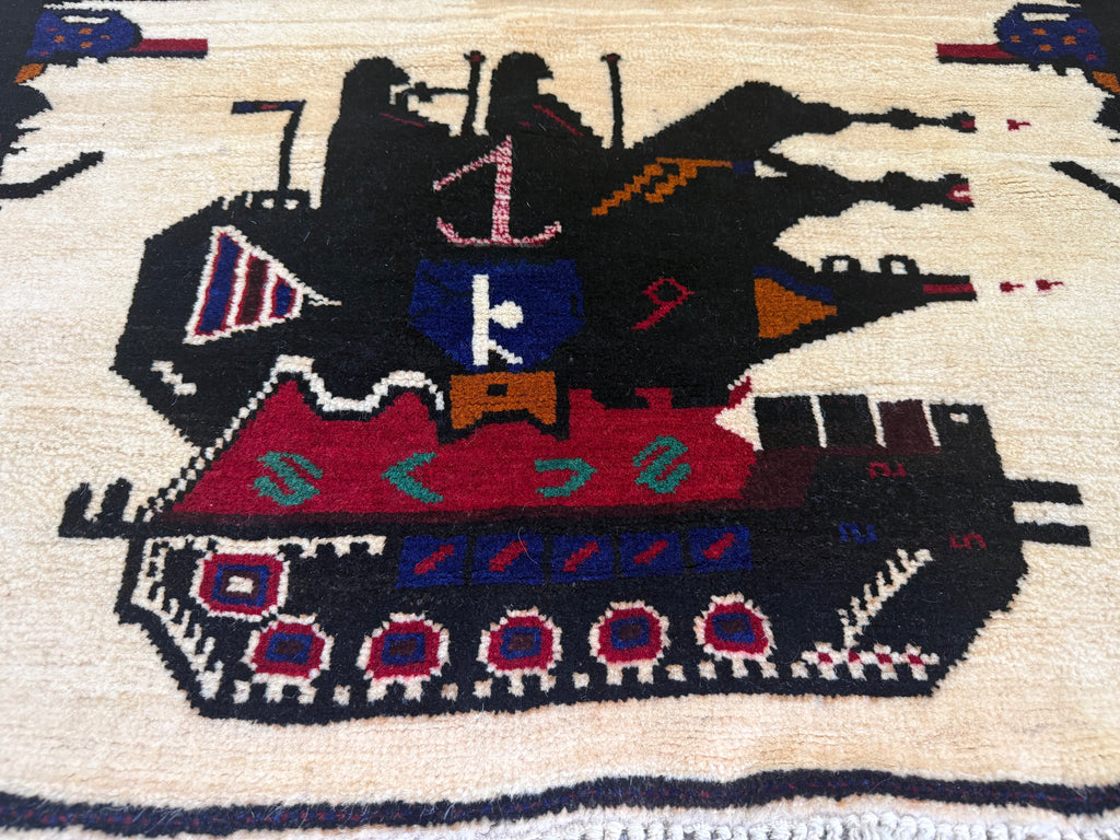 Handmade Afghan War Rug – 100% soft wool- 133x95 cm